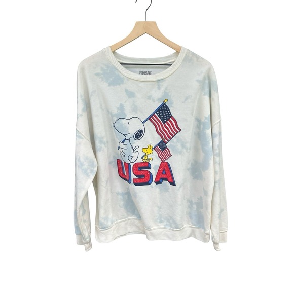 Peanuts Tops - Peanuts Snoopy USA Tie Dye Sweatshirt Extra Large XL Woodstock American Flag
